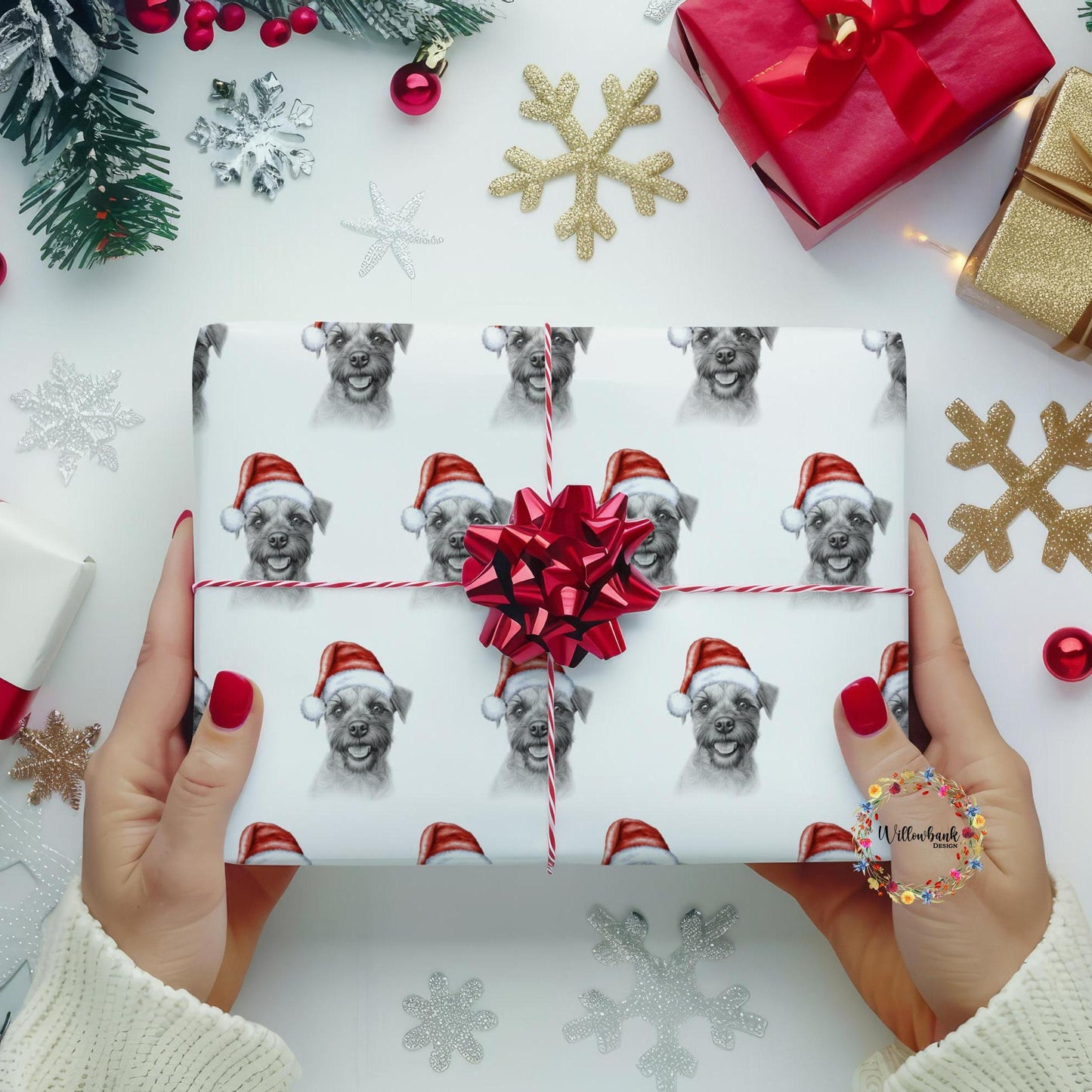 Border Terrier Christmas Wrapping Paper l Gift Wrap l Dog Xmas Paper