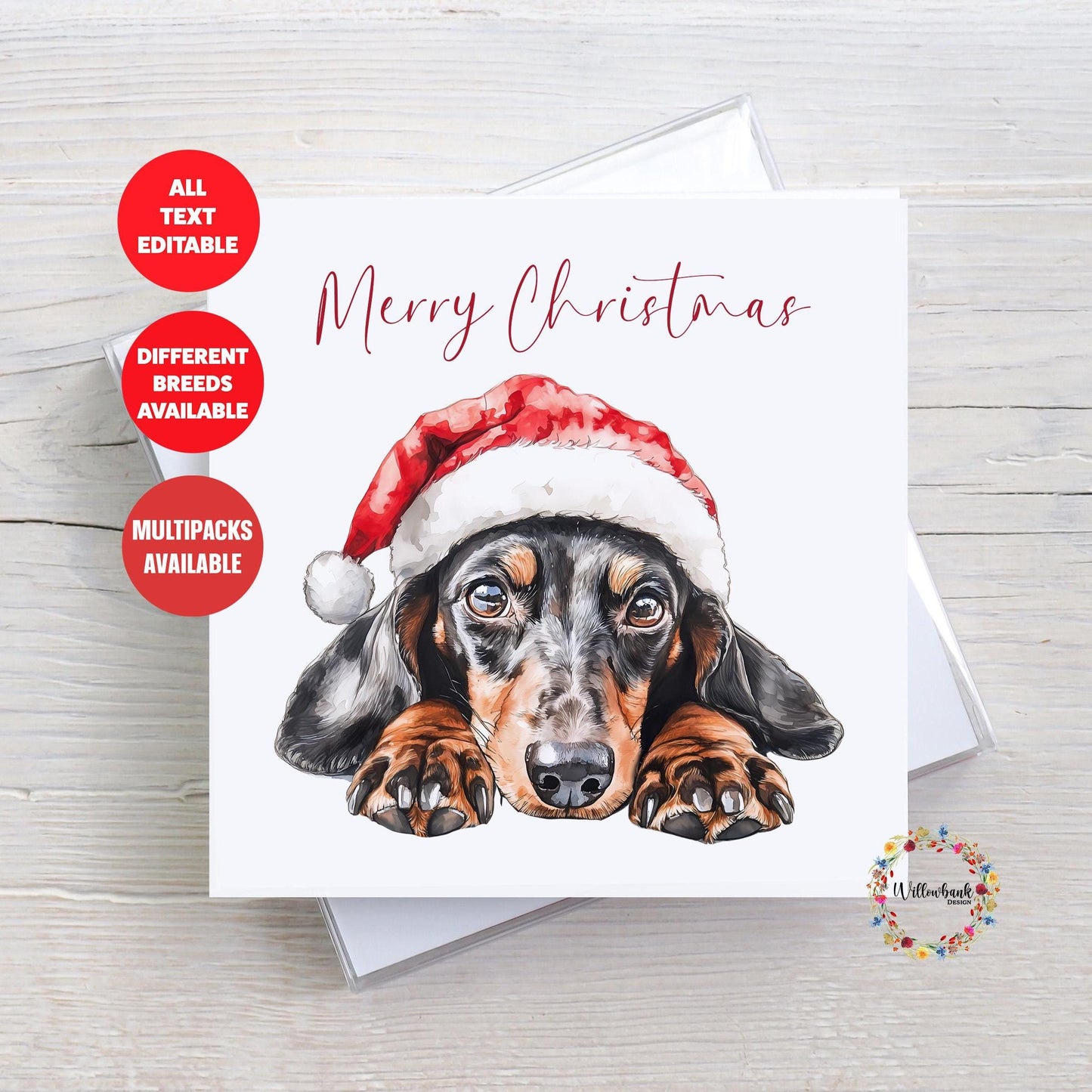 Dachshund Christmas Card l Dog Lover Festive Card l Santa Dogs