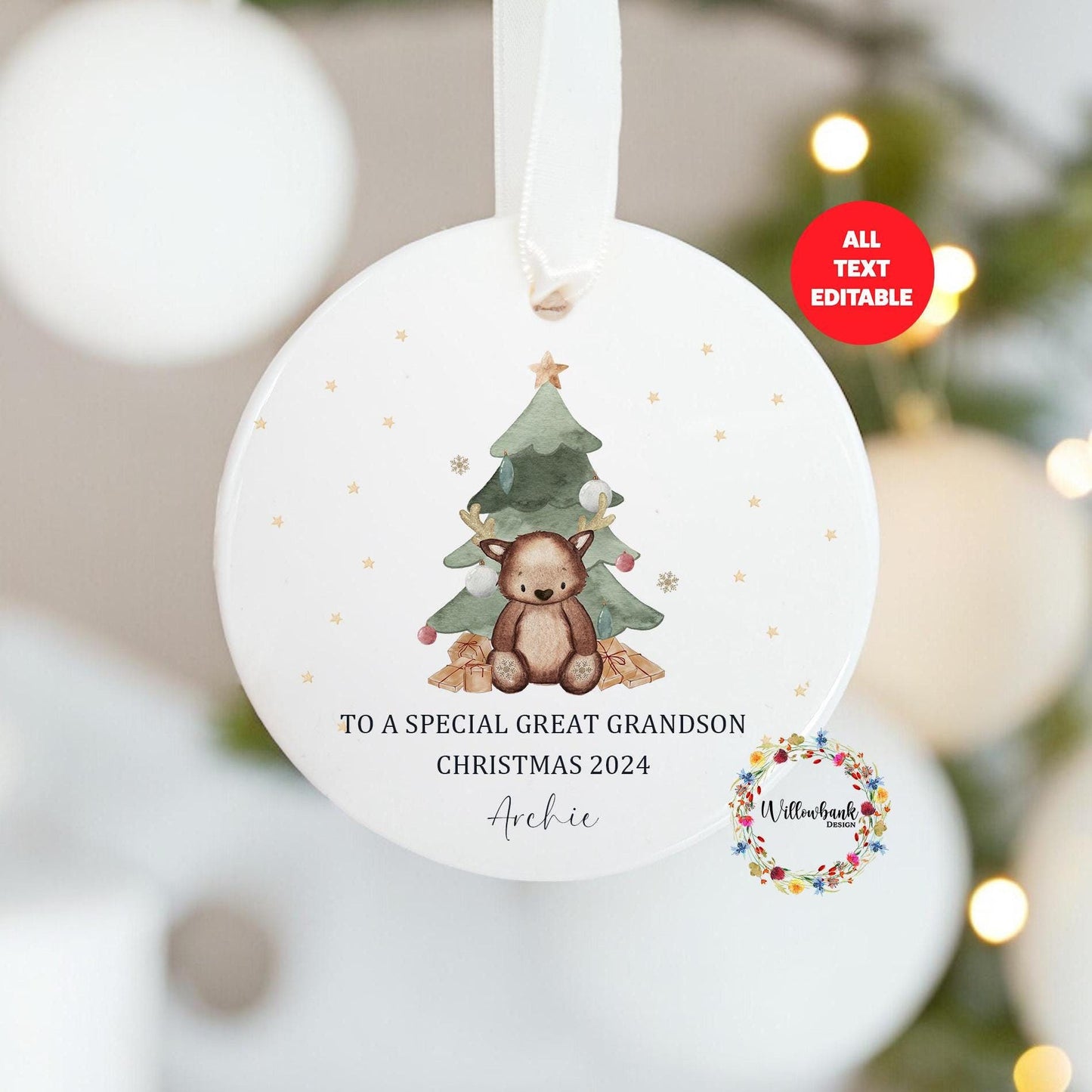 Personalised Reindeer Christmas Tree Decoration