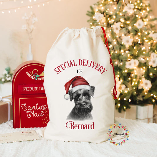 Black Miniature Schnauzer Christmas Santa Sack