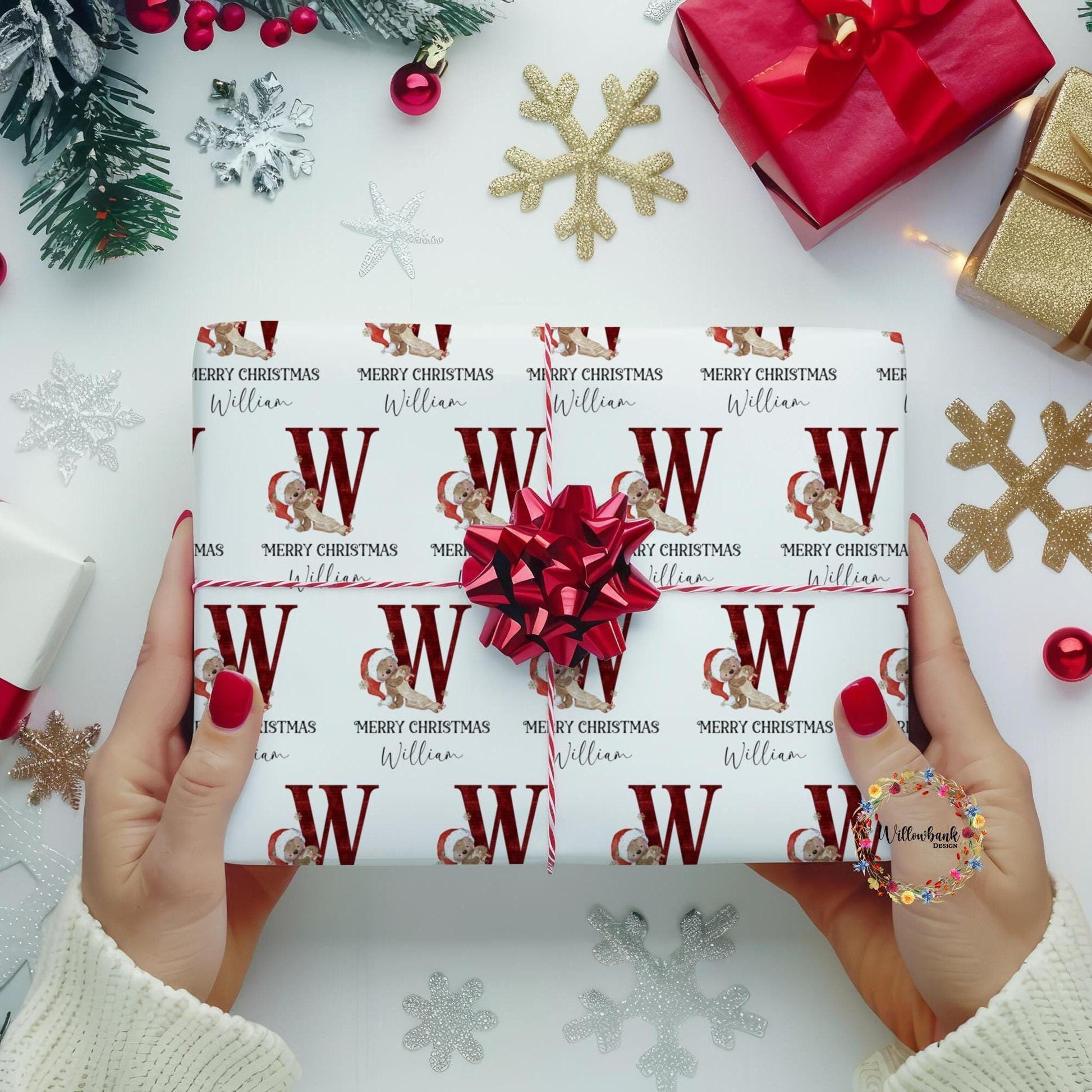 Personalised Santa Bear Christmas Wrapping Paper