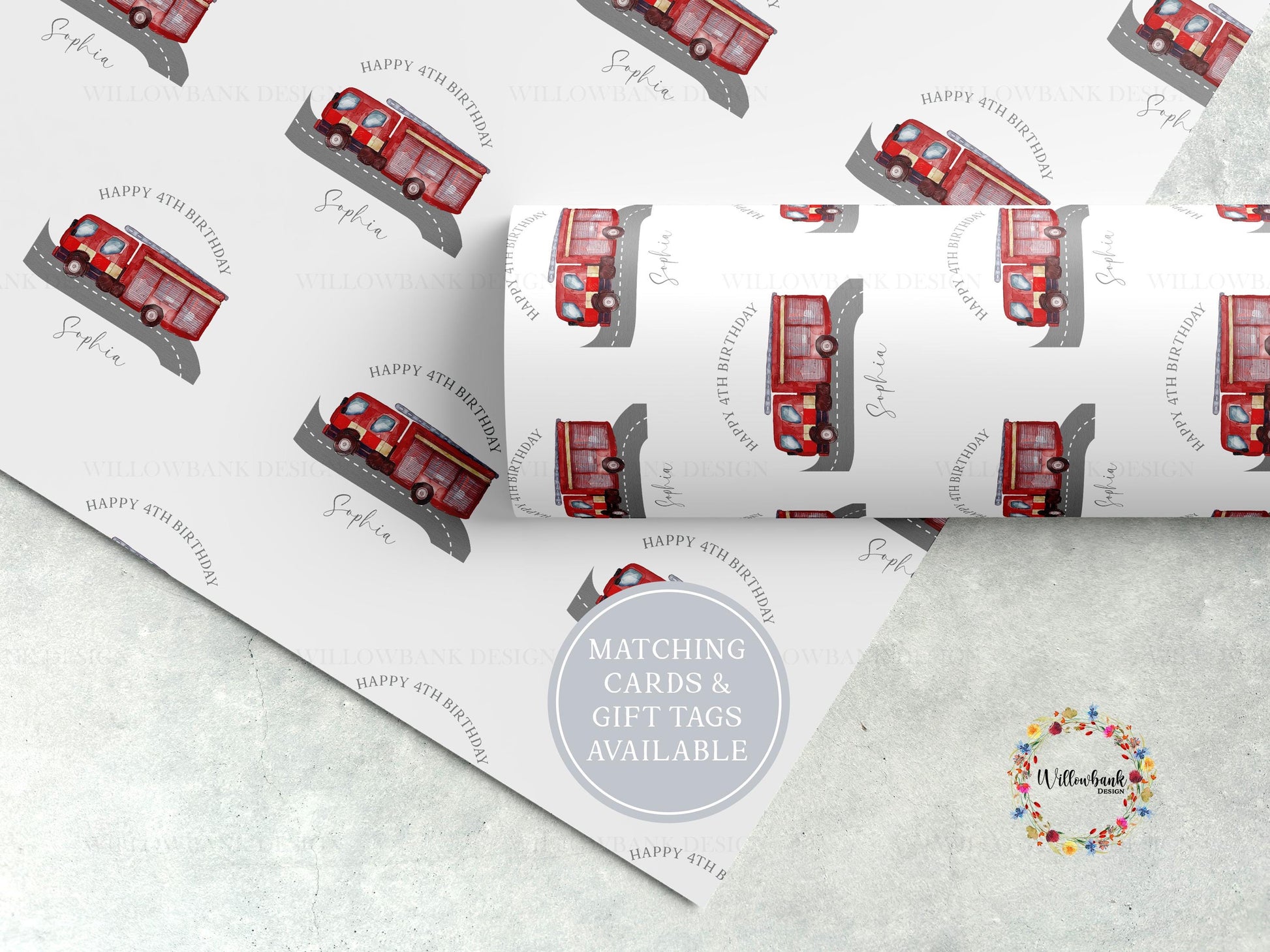 Personalised Fire Engine Wrapping Paper l Emergency Vehicles
