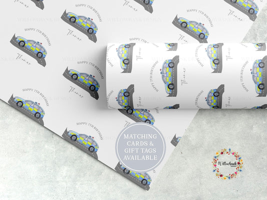 Personalised Police Car Wrapping Paper l Emergency Vehicles