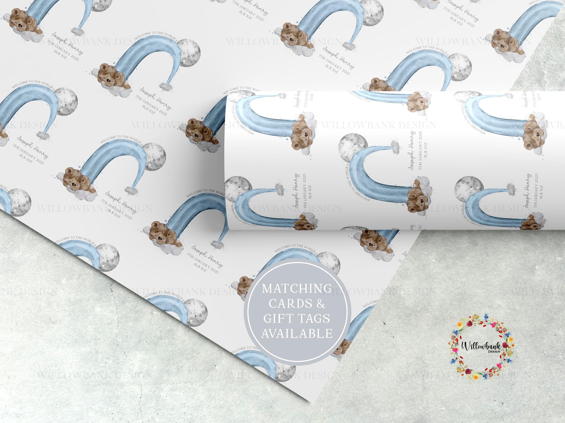 Personalised New Baby Gift Wrapping Paper l Gift Wrap l Welcome To The World