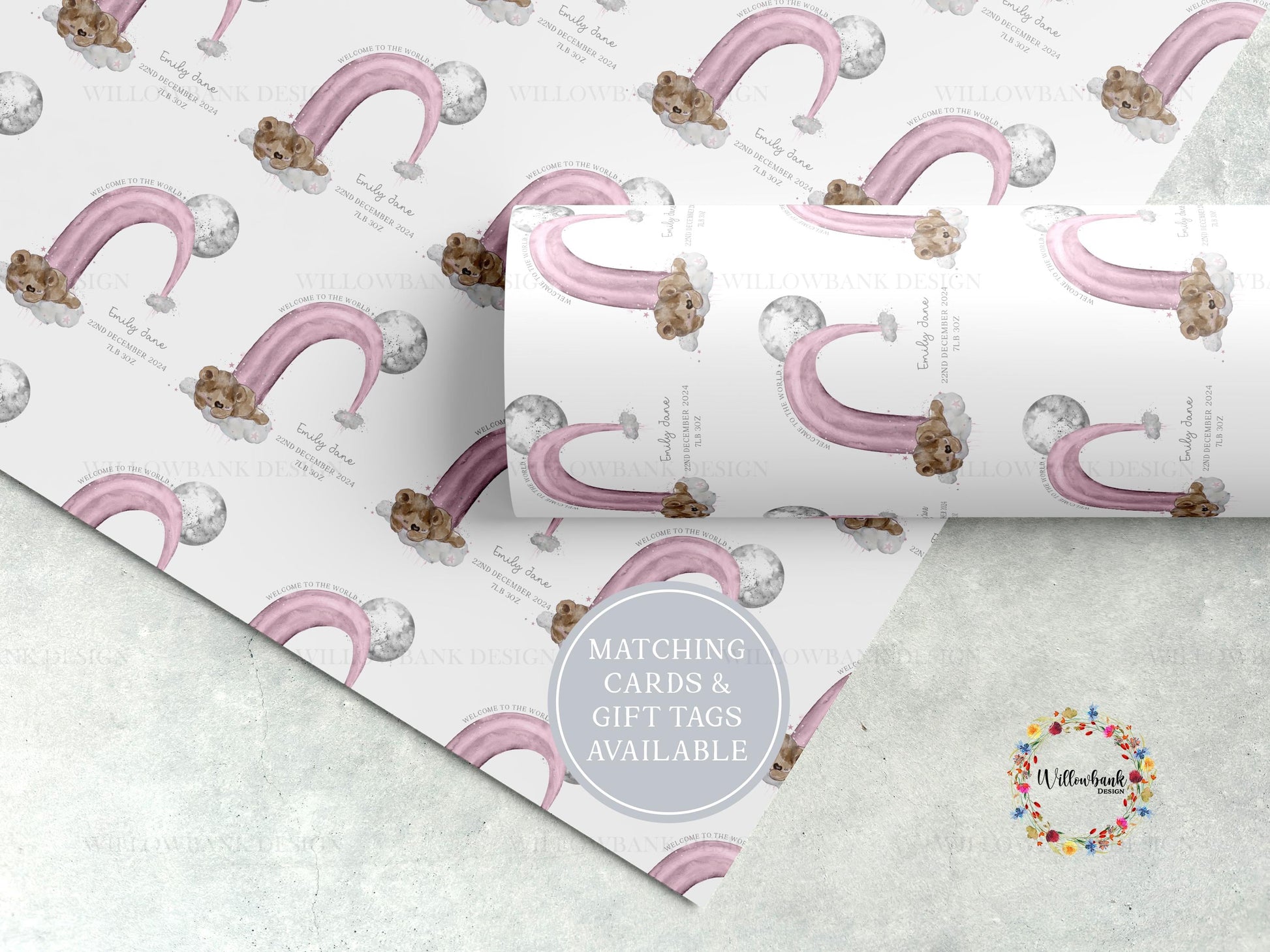 Personalised New Baby Gift Wrapping Paper l Gift Wrap l Welcome To The World