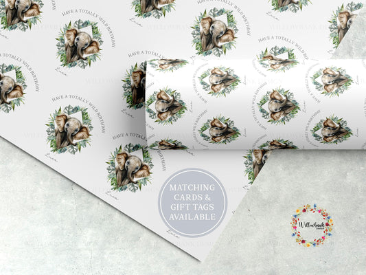 Personalised Safari Animal Wrapping Paper