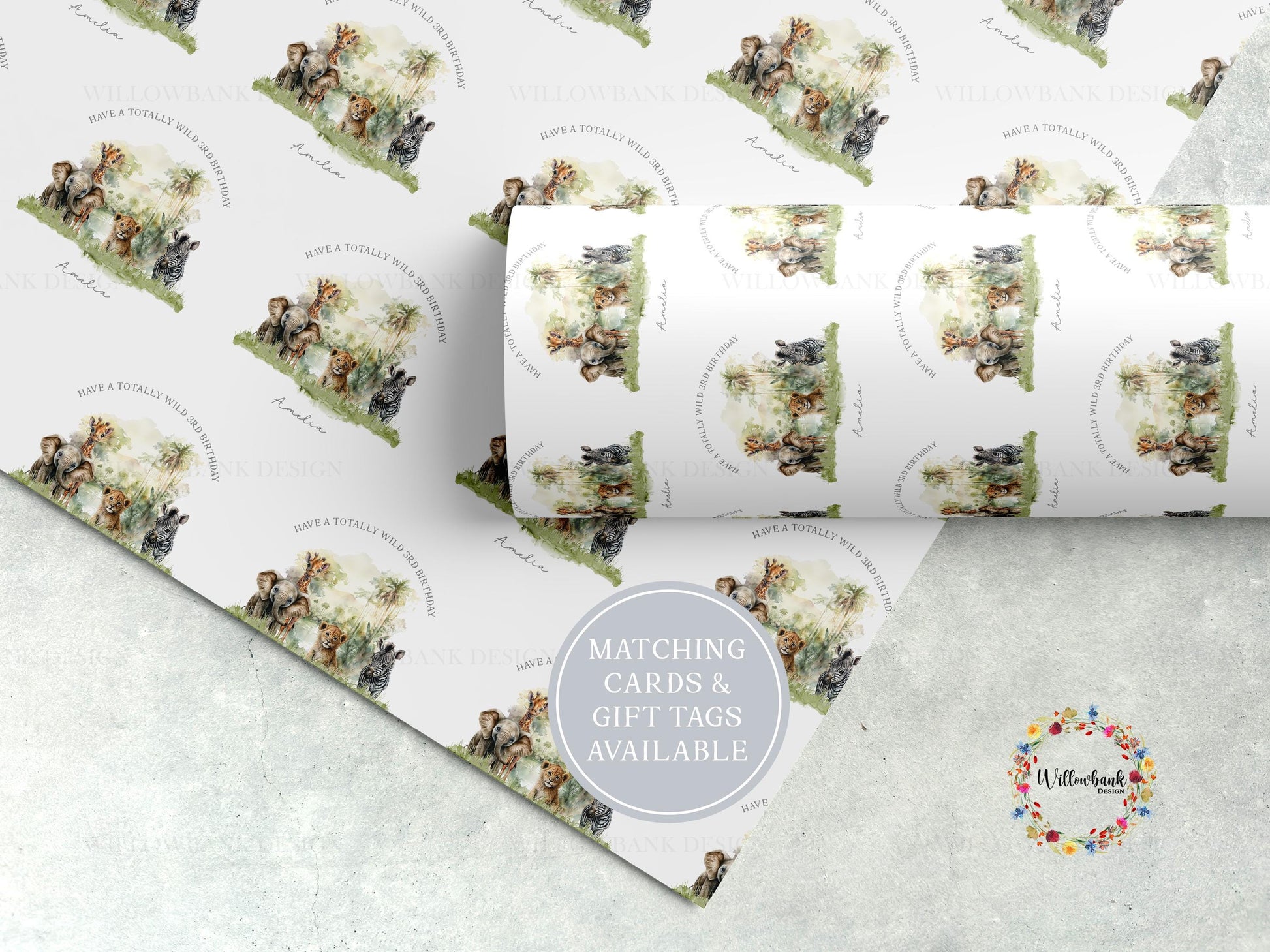 Personalised Safari Animal Wrapping Paper