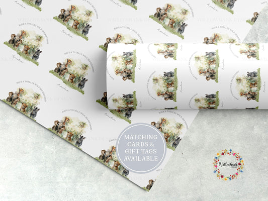 Personalised Safari Animal Wrapping Paper