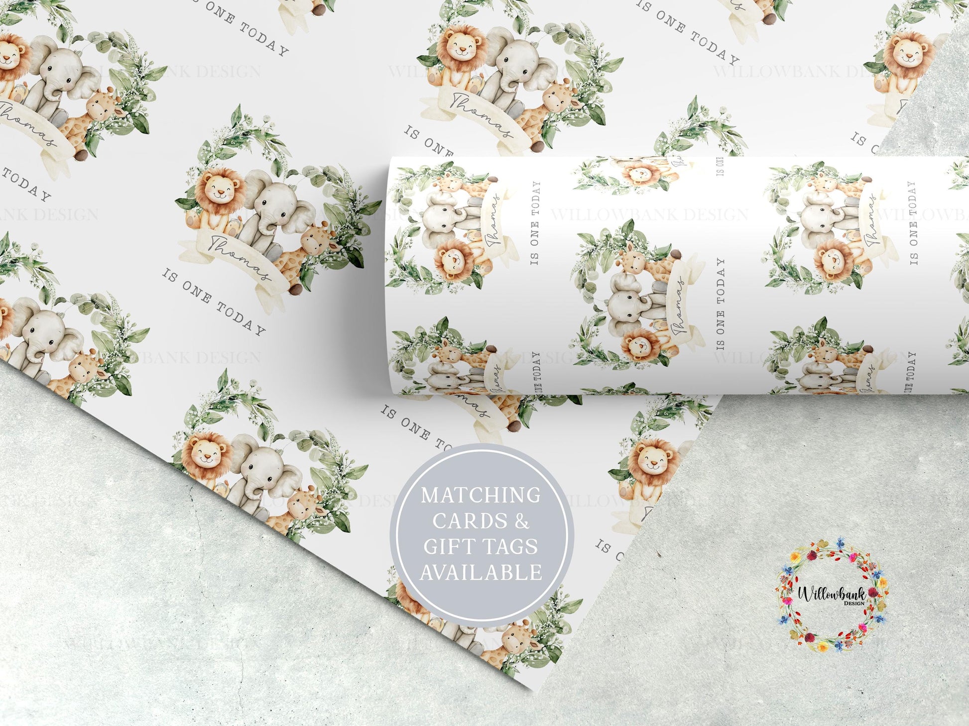 Personalised Safari Animal Wrapping Paper