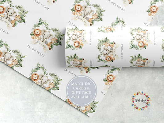 Personalised Safari Animal Wrapping Paper