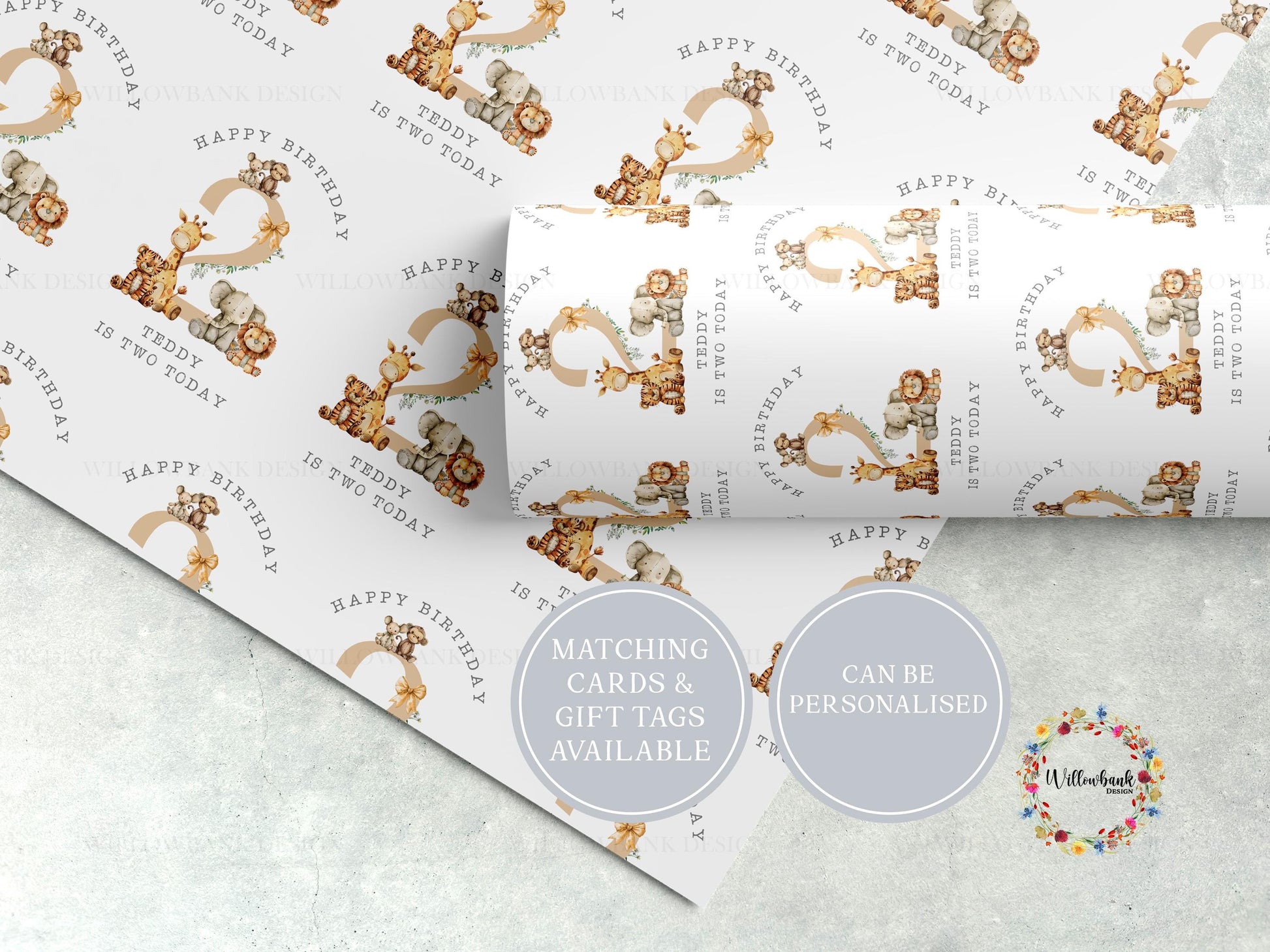Personalised Safari Animal Wrapping Paper