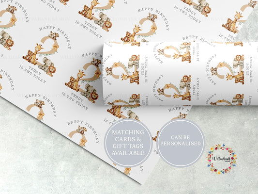 Personalised Safari Animal Wrapping Paper
