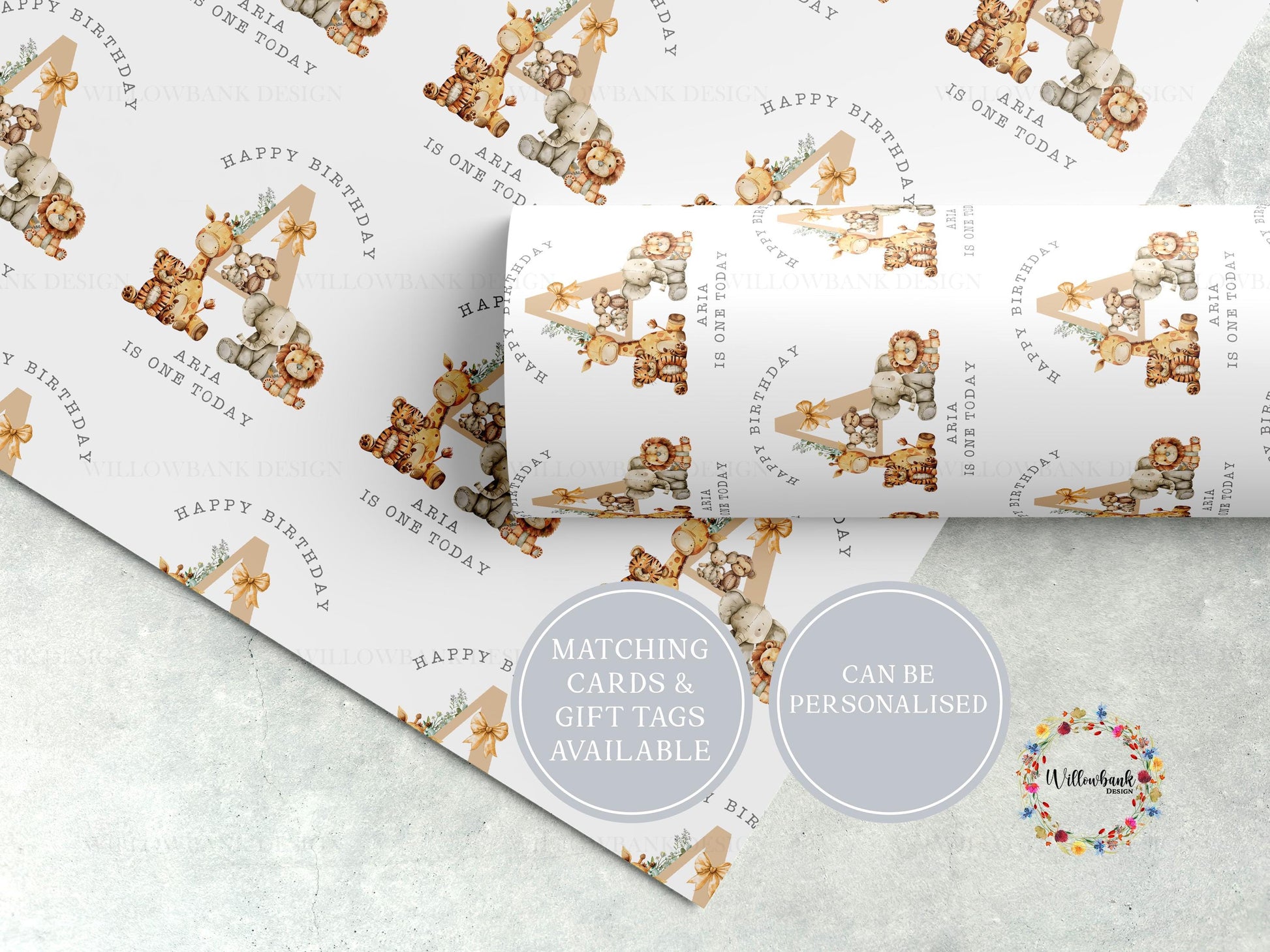 Personalised Safari Animal Wrapping Paper