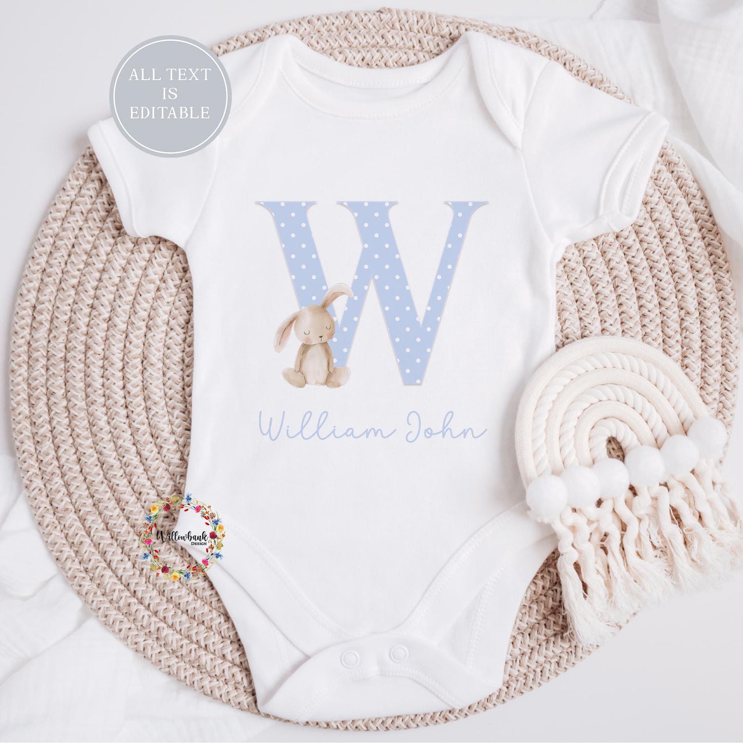 Personalised Bunny Rabbit Baby Bodysuit l Baby Girl Vest l New Baby Gift l Babygrow l Unisex l Neutral l Baby Boy l Welcome To The World