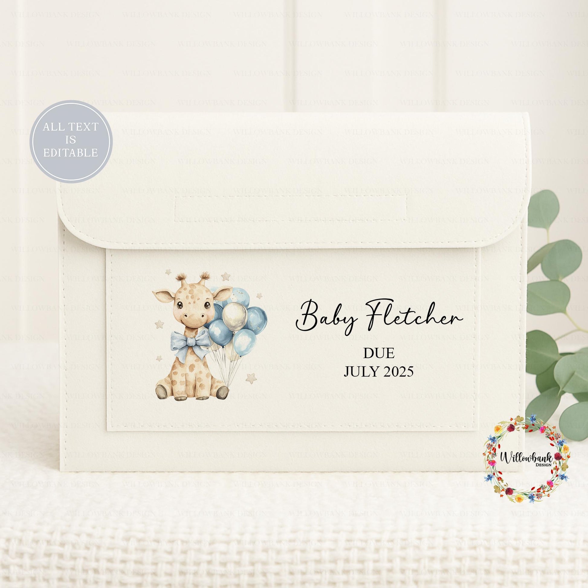 Personalised Baby Maternity Notes Folder l Pregnancy Documents Holder l New Mum Gift l Baby Giraffe