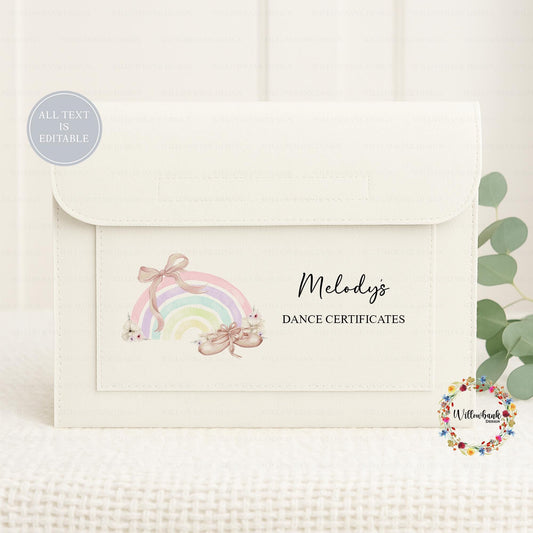 Personalised Ballet Certificate Document Holder l Dance Certificate Holder l Ballerina Rainbow l Ballet Shoes