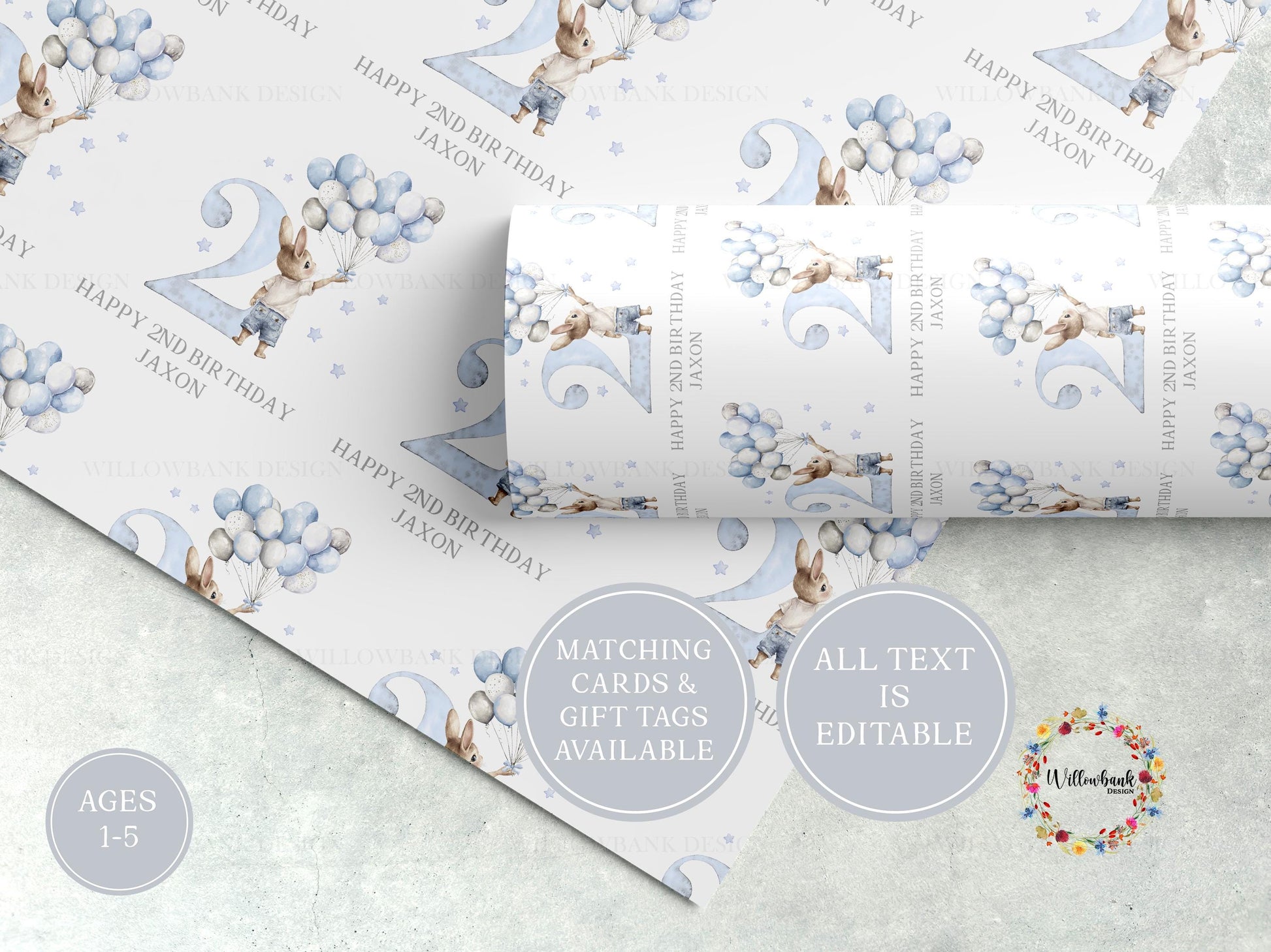 Bunny Birthday Wrapping Paper l Custom Gift Wrap
