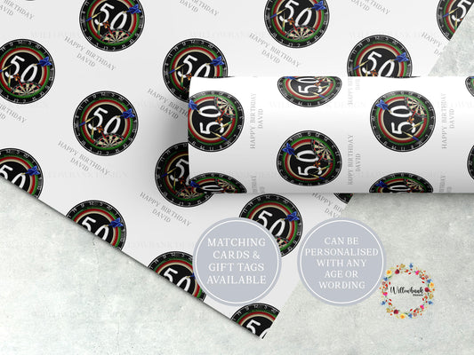 Personalised Darts Player Wrapping Paper l Custom Gift Wrap