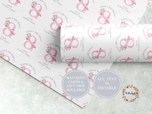 Flamingo Birthday Wrapping Paper l Custom Gift Wrap