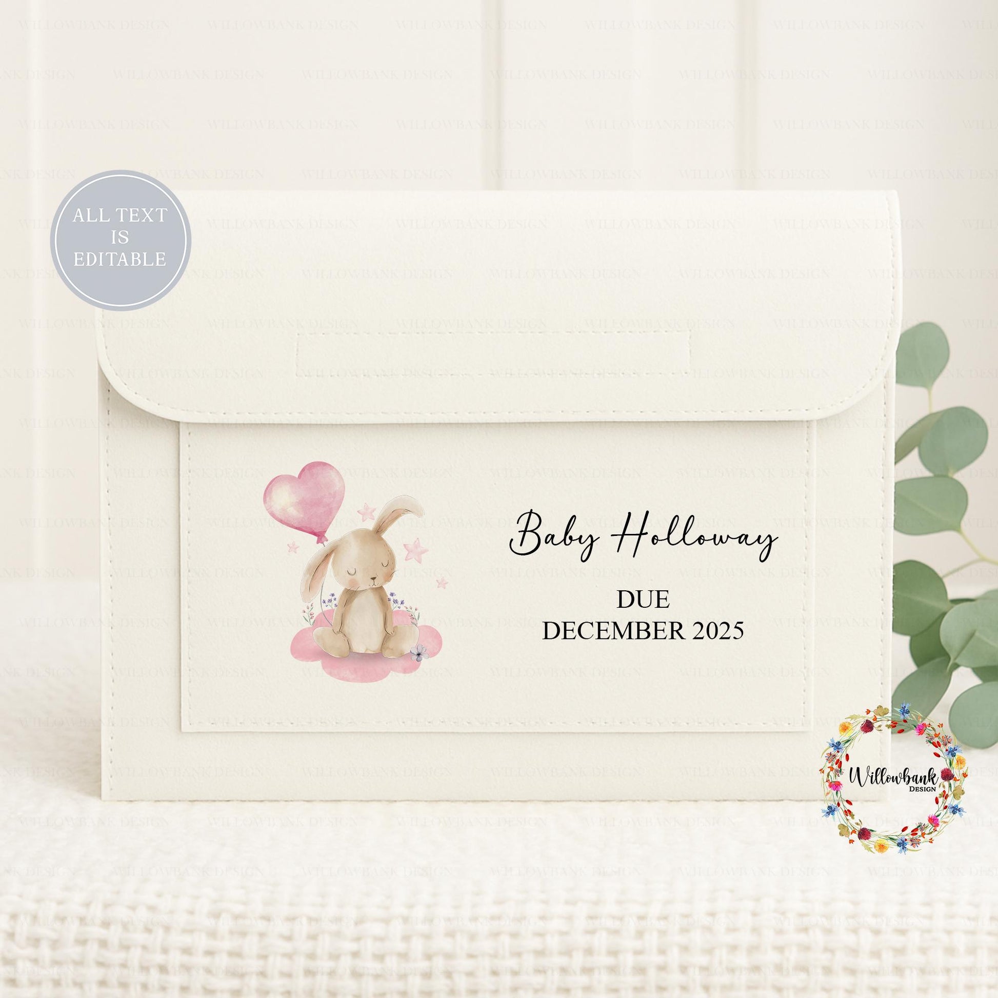 Personalised Baby Maternity Notes Folder l Pregnancy Documents Holder l New Mum Gift l Baby Bunny Rabbit