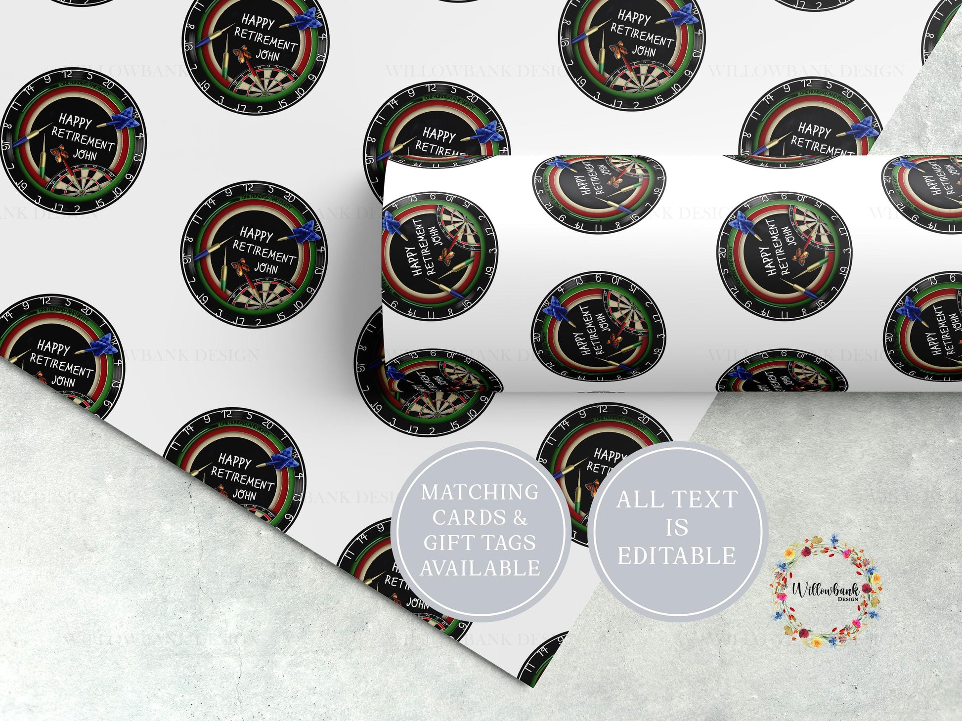 Personalised Darts Player Wrapping Paper l Custom Gift Wrap