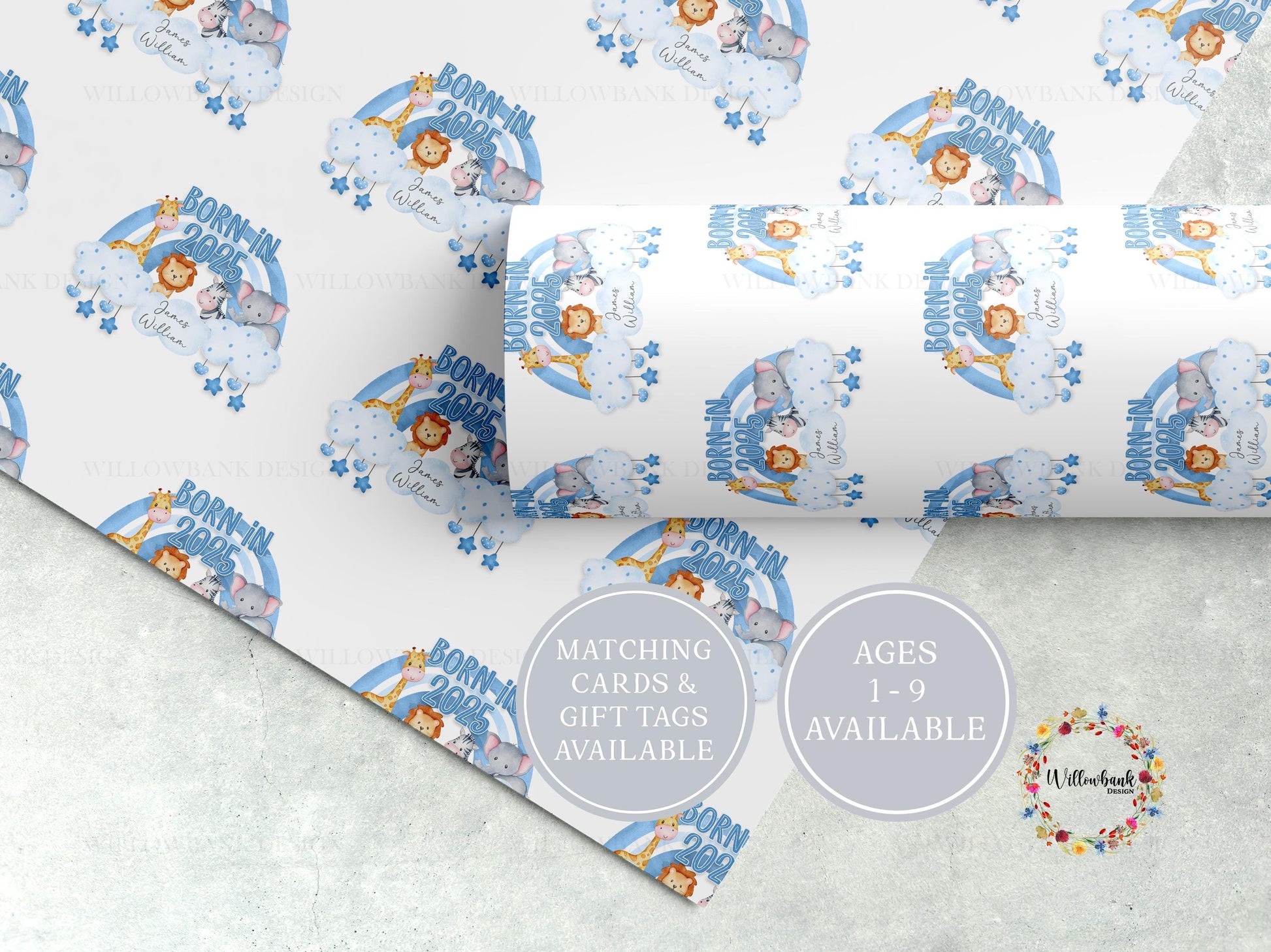 Personalised New Baby Gift Wrapping Paper l Born in 2025