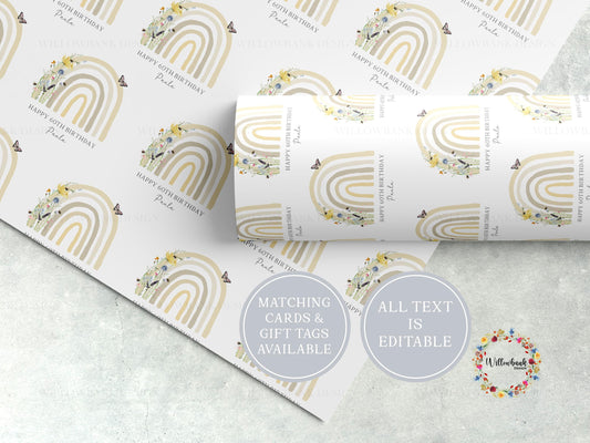 Personalised Wildflower Wrapping Paper l Custom Gift Wrap