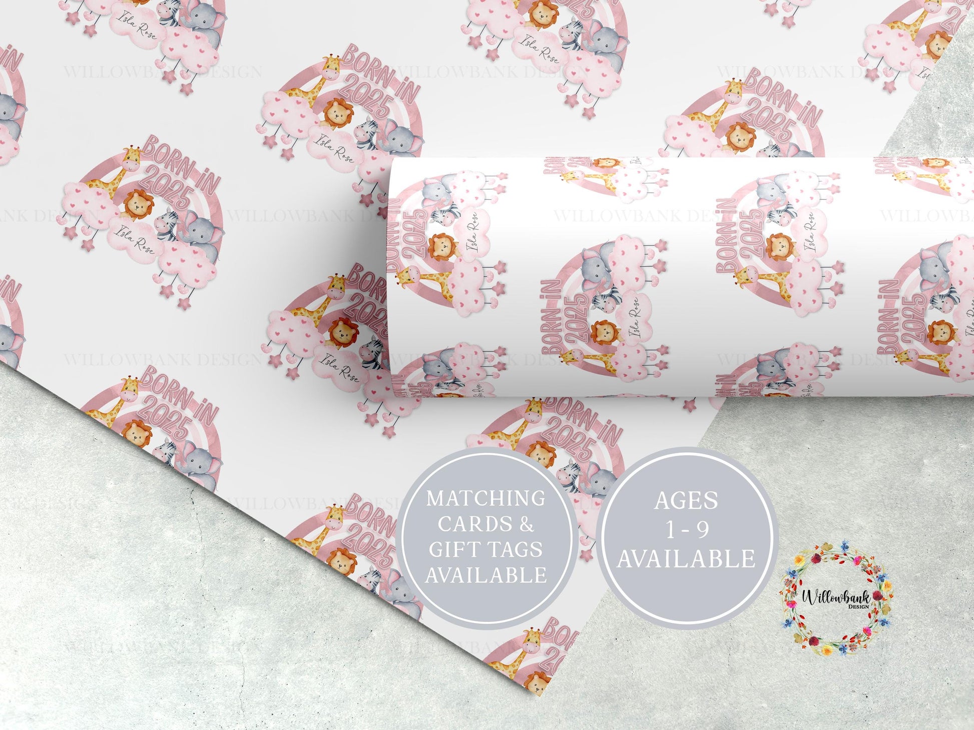 Personalised New Baby Gift Wrapping Paper l Born in 2025