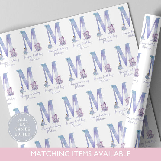 Personalised Crystals Birthday Wrapping Paper l Custom Gift Wrap