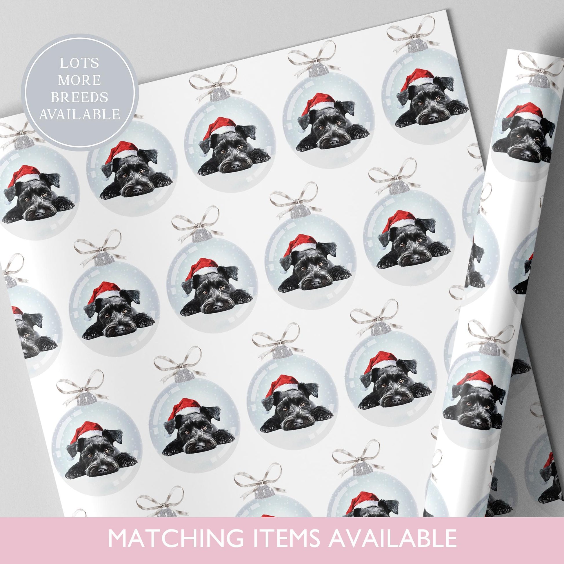 Miniature Schnauzer Christmas Bauble Wrapping Paper l Gift Wrap l Dog Xmas Paper l Christmas Pup l Dog Lover l Dog Mama l Fur Baby l Custom