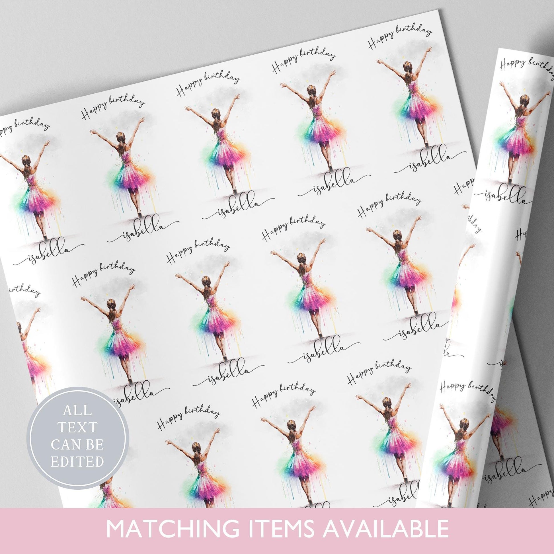Personalised Dancing Girl Birthday Wrapping Paper
