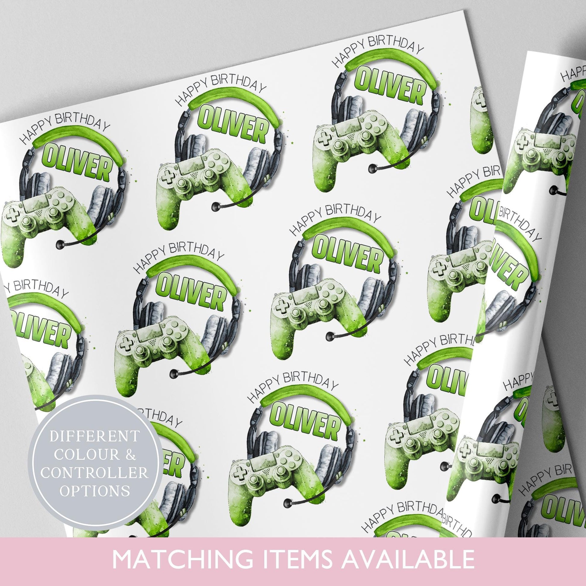 Personalised Gamer Wrapping Paper l Custom Gift Wrap l Children's Birthday Theme l Kids Birthday l Gaming Theme