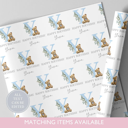 Personalised Teddy Bear Wrapping Paper l Custom Gift Wrap l Luxury Wrapping Paper l Birthday Wrapping Paper l New Baby Gift