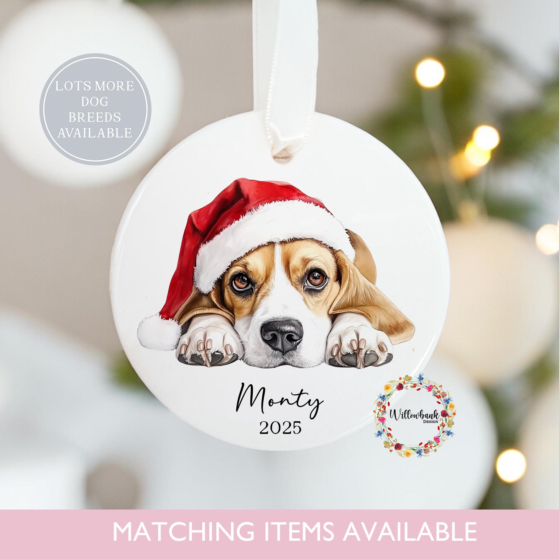 Personalised Beagle Dog Christmas Tree Decoration l Dog Lover l Santa Dogs l Hanging Decoration l Hanging Ornament