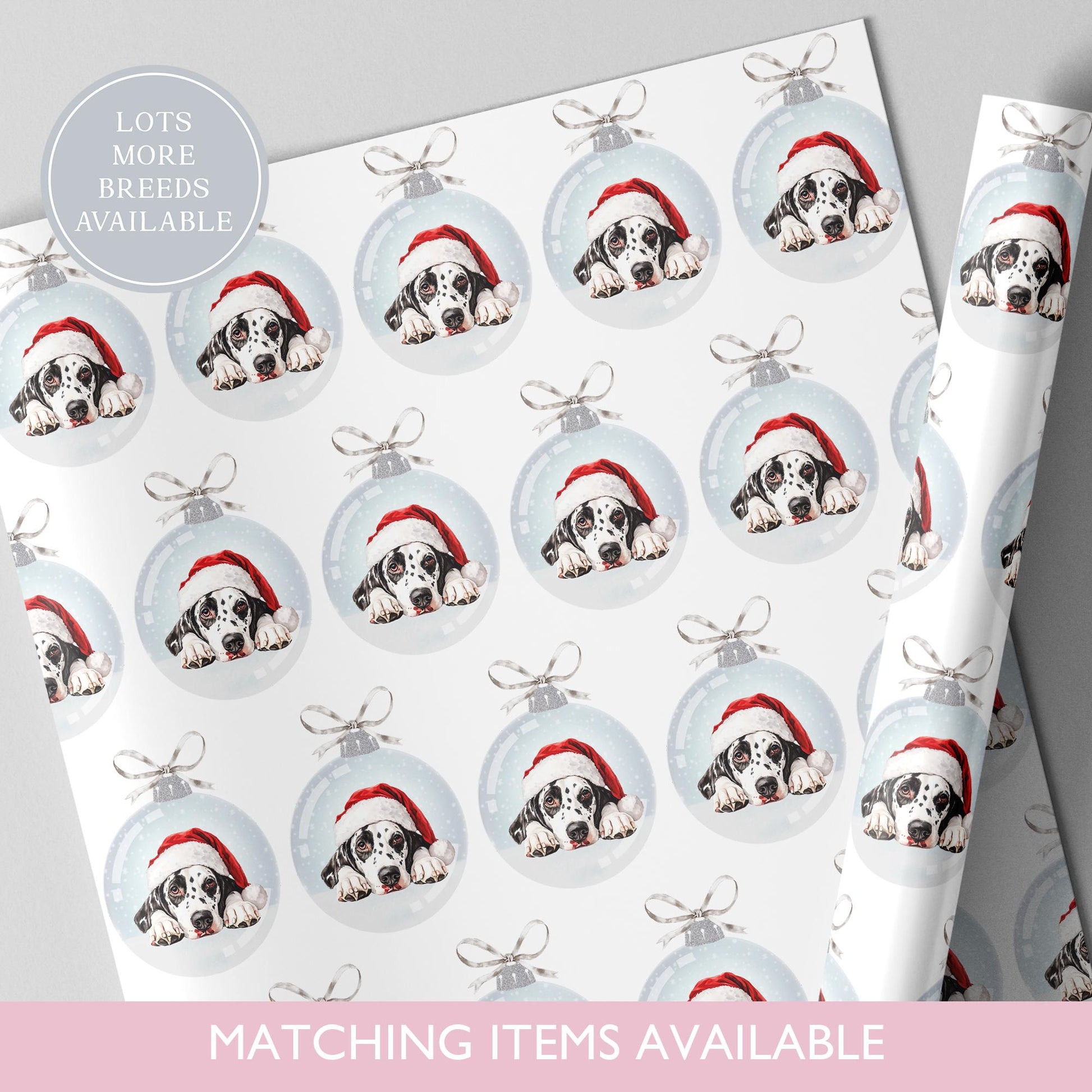 Dalmation Christmas Bauble Wrapping Paper l Gift Wrap l Dog Xmas Paper l Christmas Pup l Dog Lover l Dog Mama l Fur Baby l Custom