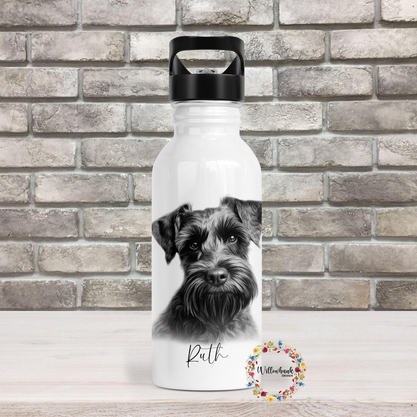 Black Miniature Schnauzer Water Bottle