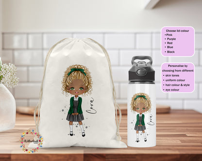 School Uniform Water Bottle and Bag Set