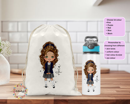 School Uniform Water Bottle and Bag Set