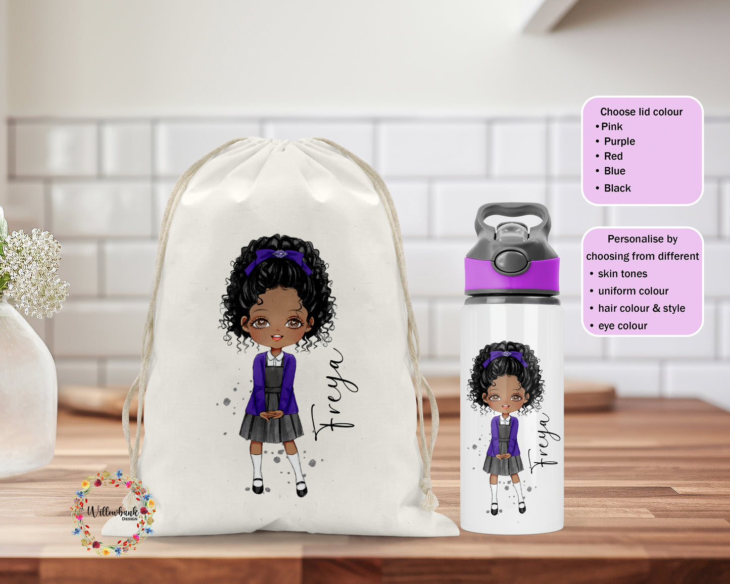 School Uniform Water Bottle and Bag Set