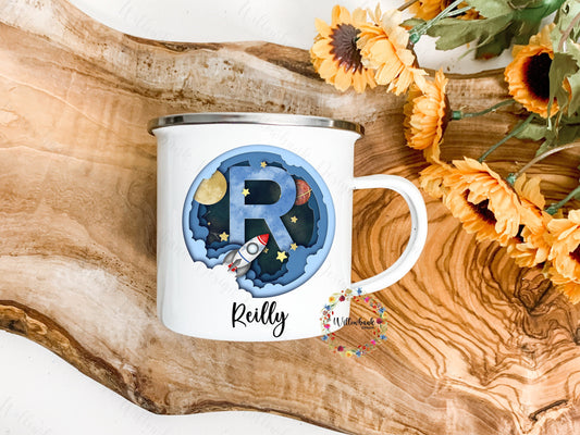 Children's Outer Space Personalised Kids 12oz Ename