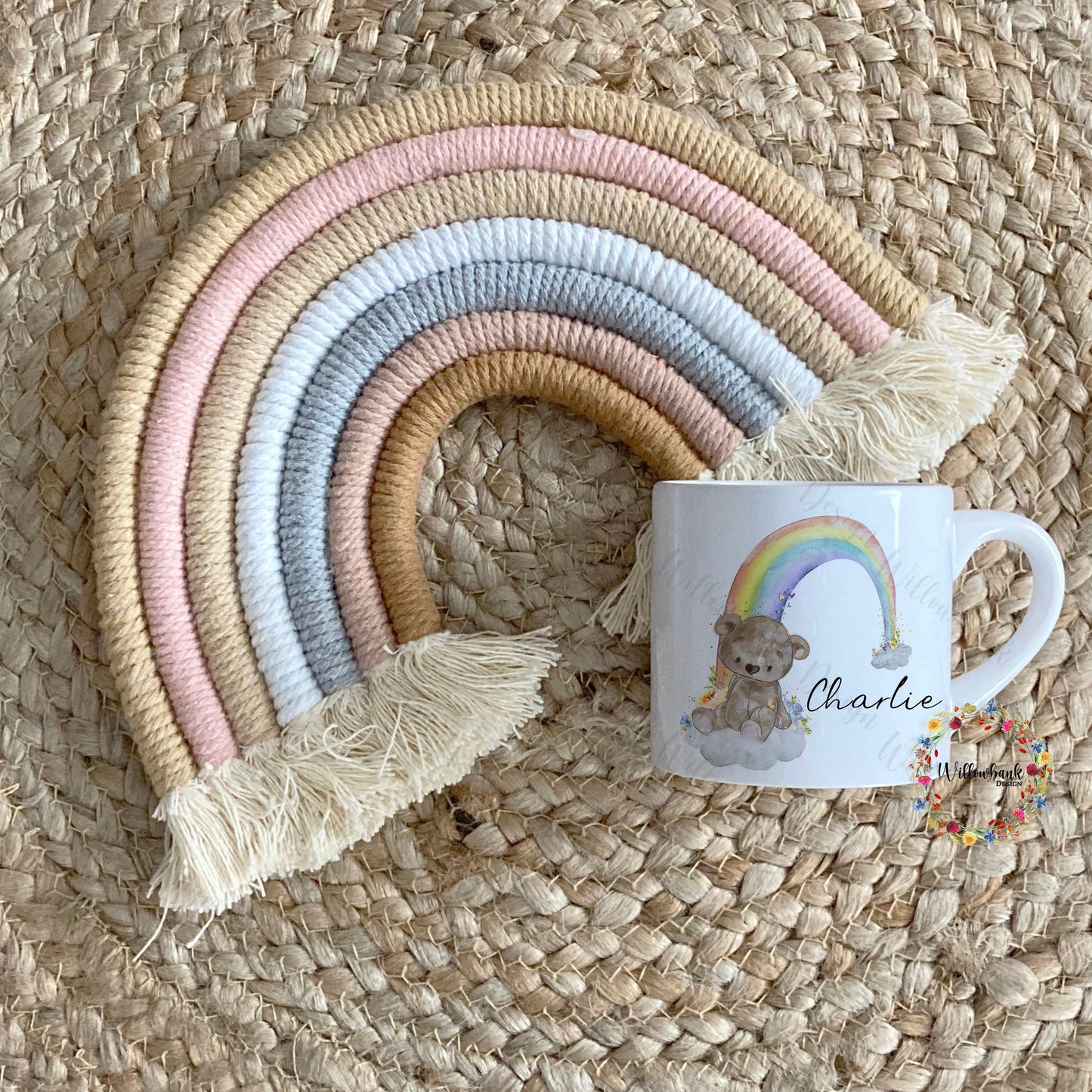 Teddy Bear Rainbow Personalised Kids 6oz Mug