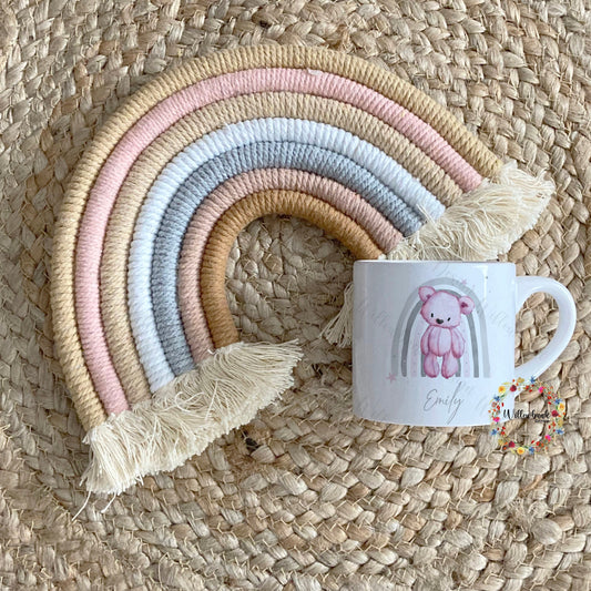 Pink Teddy Bear Rainbow Childrens Mug