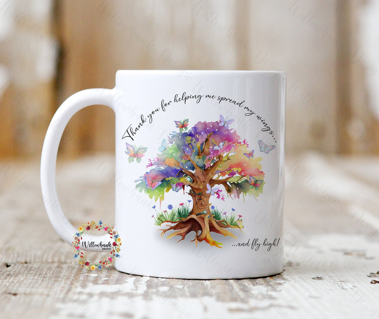 Thank You For Helping Me Spread My Wings 11oz Mug l Teacher Gift l Rainbow