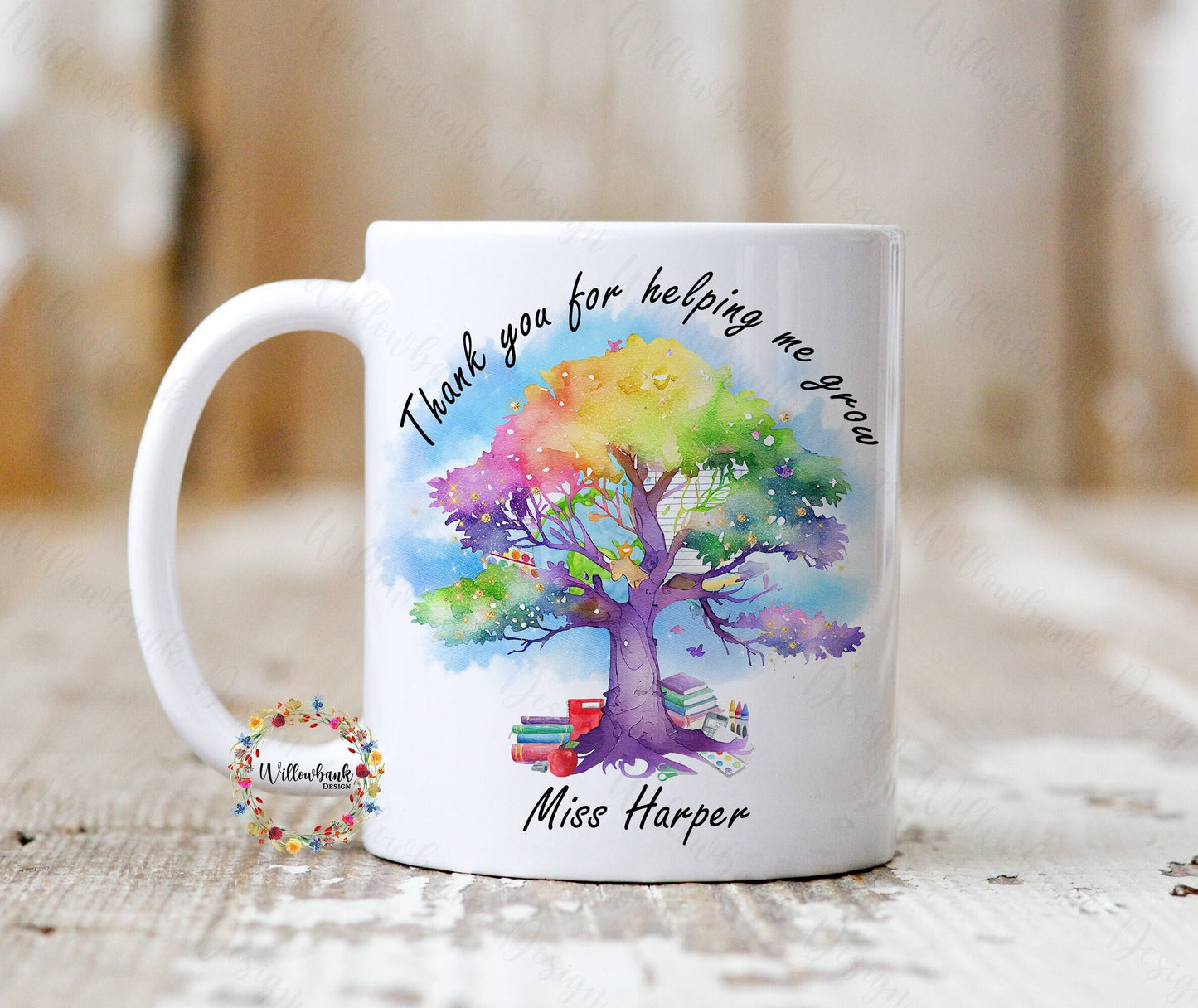 Thank You For Helping Me Grow 11oz Mug l Teacher Gift l Rainbow