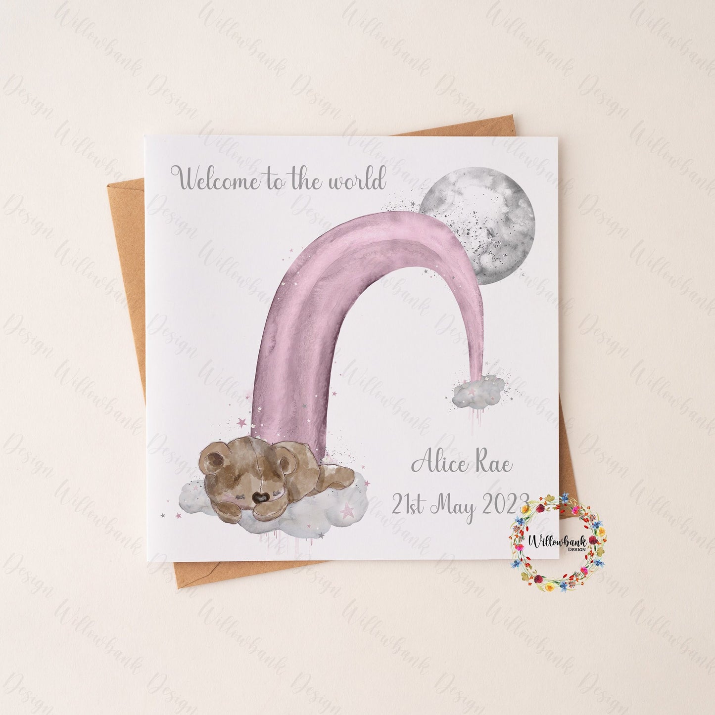 New Baby Card l Congratulations On The Birth Of Your Child l Personalised l Congrats Greeting Card l Baby Girl l Baby Boy l Teddy Bear