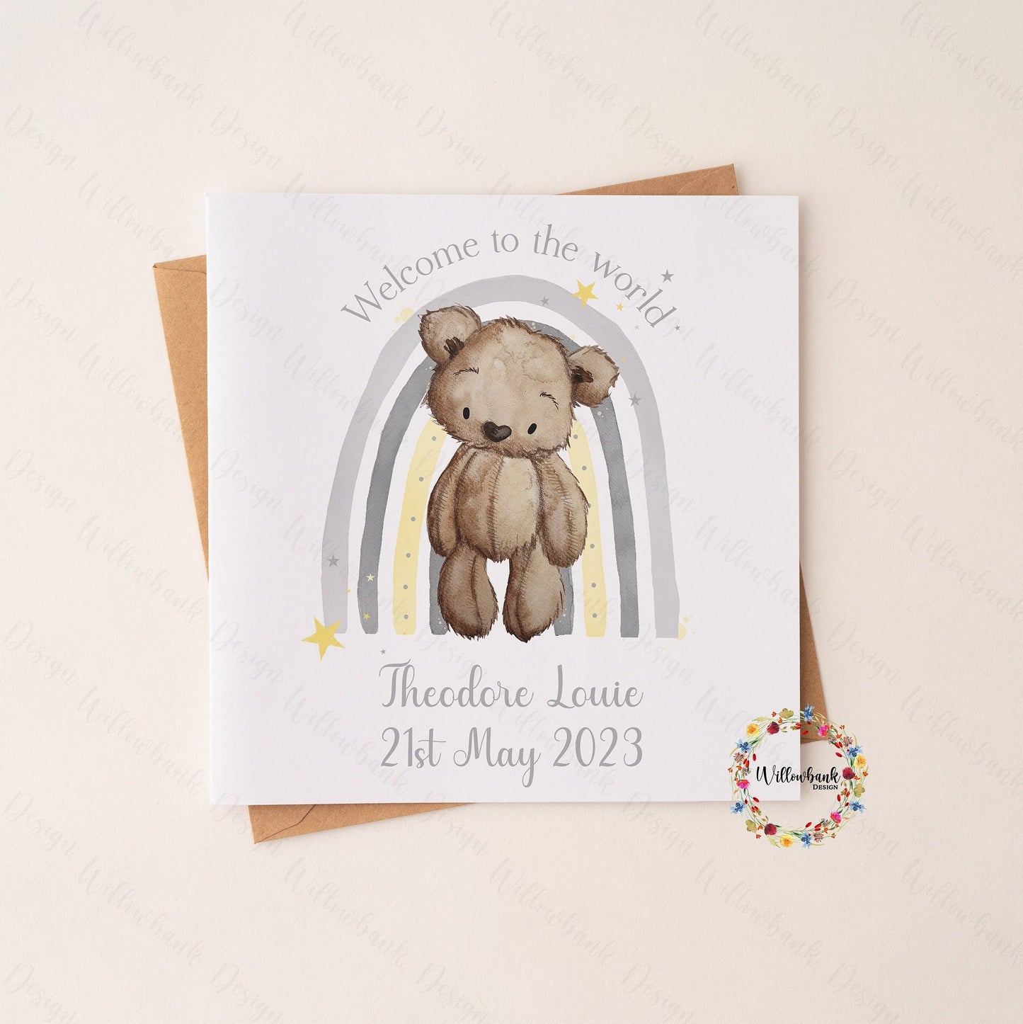 New Baby Card l Congratulations On The Birth Of Your Child l Congrats Greeting Card l Baby Girl l Baby Boy l Teddy Bear