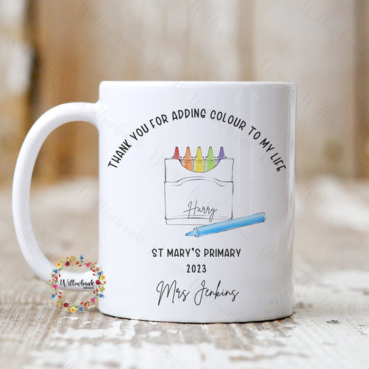 Thank You For Adding Colour To My Life 11oz Mug l Teacher Gift l Nursery l Childminder l End Of Year l School Leaver l Teaching Assistant