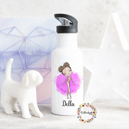 Personalised Gymnastics Water Bottle l Gymnast Drinkware l School Drink Bottle l Handled Drink Bottles l 500ml Straw Bottle