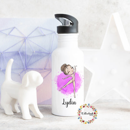 Personalised Gymnastics Water Bottle l Gymnast Drinkware l School Drink Bottle l Handled Drink Bottles l 500ml Straw Bottle