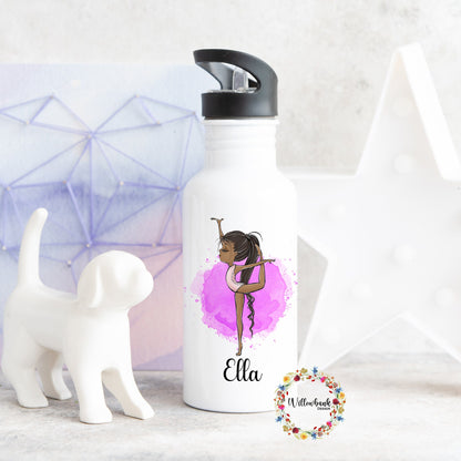 Personalised Gymnastics Water Bottle l Gymnast Drinkware l School Drink Bottle l Handled Drink Bottles l 500ml Straw Bottle